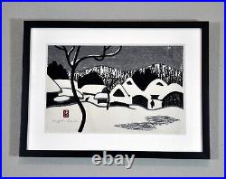 Kiyoshi Saito Woodblock Print Aizu in Winter, Newly Framed