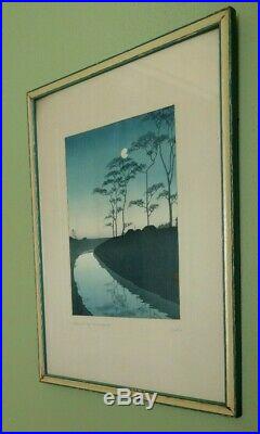 Koho Shoda Canal By Moonlight Original Japanese Woodblock Print, Pencil Signed