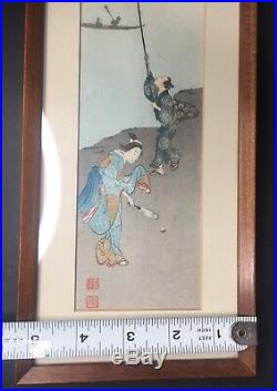 Koho Shoda Catching Fireflies Japanese Woodblock Print Signed