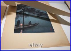 Koho Shoda Woodblock Print Lake Biwa at Starry Night 1920-30s