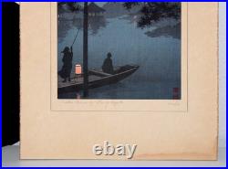 Koho Shoda Woodblock Print Lake Biwa at Starry Night 1920-30s