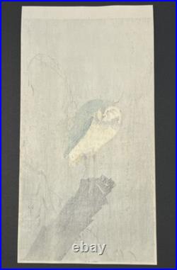 Koson Lapwing on Tree Stump Japanese Woodblock Print c. 1910s