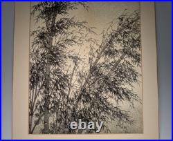 Kotozuka Eiichi Bamboo Woodblock Print Uchida Mounted Fair, as is