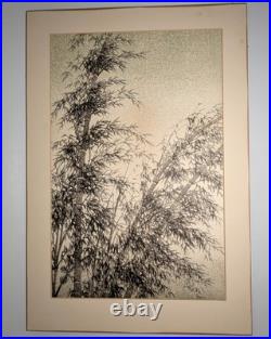 Kotozuka Eiichi Bamboo Woodblock Print Uchida Mounted Fair, as is