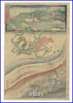 Kunisada II, Original Japanese Woodblock Print, The Miracles of Kannon, Ukiyo-e