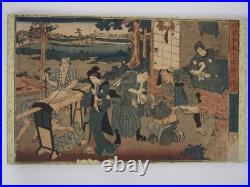 Kunisada II Woodblock Print x12 Chushingura 12 Acts, 47 Ronin, Sketchbook