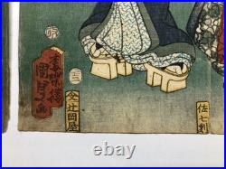 Kunisada Woodblock Print Triptych Narita Tomigaseki Flowering Scene