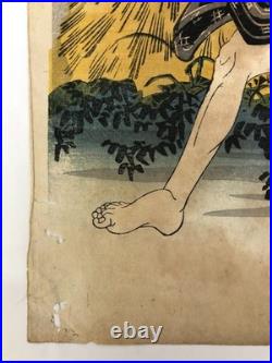 Kuniyoshi Woodblock Print Triptych Kabuki Play Hayano Kanpei 47 Ronin Ukiyo-e