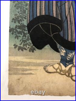 Kuniyoshi Woodblock Print Triptych Kabuki Play Hayano Kanpei 47 Ronin Ukiyo-e