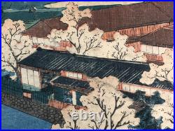 Kuniyoshi Woodblock Print Triptych View of the Brothels in Yokohama 1860