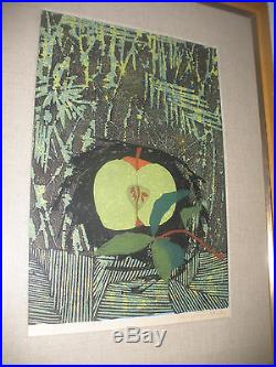 LISTED ARTIST JAPAN TAMAMI SHIMA 1961 Original PENCIL SIGN Woodblock Print