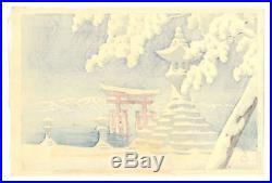 L@@K! 1933 Kawase Hasui Snow at Itsukushima Original Japanese Woodblock Print