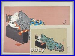 Large size, Japanese Ukiyoe, Woodblock print, Katsushika Hokusai, A pensive