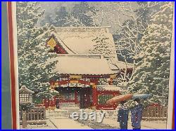Lithograph Print After Kawase Hasui Japanese Woodblock Snow at Hie Shrine