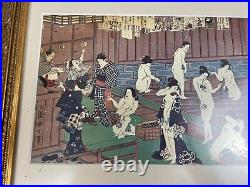 Lot of 3 Japanese Woodblock Prints Kitagawa Utamaro 1970s Chiyozuru Flowers More
