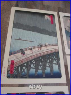 Lot of 6 Vintage woodblock prints Hiroshige Ando 1950s in excellent condition