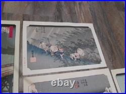 Lot of 6 Vintage woodblock prints Hiroshige Ando 1950s in excellent condition