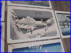 Lot of 6 Vintage woodblock prints Hiroshige Ando 1950s in excellent condition