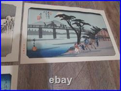 Lot of 6 Vintage woodblock prints Hiroshige Ando 1950s in excellent condition