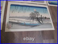 Lot of 6 Vintage woodblock prints Hiroshige Ando 1950s in excellent condition
