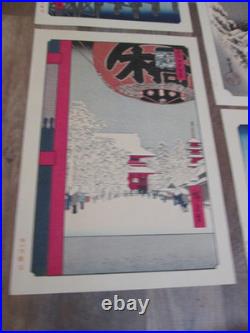 Lot of 6 Vintage woodblock prints Hiroshige Ando 1950s in excellent condition