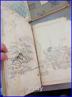 Lot of 8 Antique Japanese Wood Block Print Books in various conditions