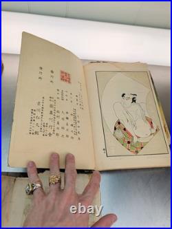 Lot of 8 Antique Japanese Wood Block Print Books in various conditions