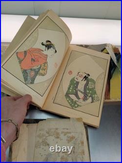 Lot of 8 Antique Japanese Wood Block Print Books in various conditions