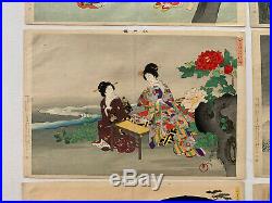 Lot of Six Chikanobu 1880 Japanese Woodblock Prints Ukiyoe