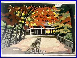 MASAO IDO Japanese Woodblock Print 1986 Autumn at Eigenji Framed