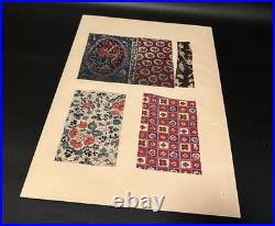 Meiji Era Japanese Woodblock Print Fabric Pattern Sample 20 Sheets Antique Art
