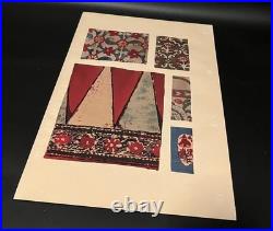 Meiji Era Japanese Woodblock Print Fabric Pattern Sample 20 Sheets Antique Art