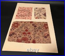Meiji Era Japanese Woodblock Print Fabric Pattern Sample 20 Sheets Antique Art