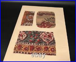 Meiji Era Japanese Woodblock Print Fabric Pattern Sample 20 Sheets Antique Art