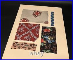 Meiji Era Japanese Woodblock Print Fabric Pattern Sample 20 Sheets Antique Art