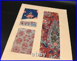 Meiji Era Japanese Woodblock Print Fabric Pattern Sample 20 Sheets Antique Art