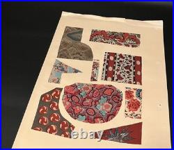 Meiji Era Japanese Woodblock Print Fabric Pattern Sample 20 Sheets Antique Art