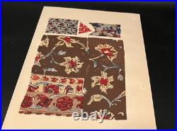 Meiji Era Japanese Woodblock Print Fabric Pattern Sample 20 Sheets Antique Art
