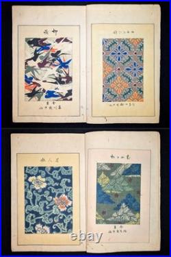 Meiji Period/1901's/Japanese woodblock print book/Kimono Design/Zuan/Antique