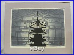 Modern Japanese Woodblock Print Pagoda Junichiro Sekino