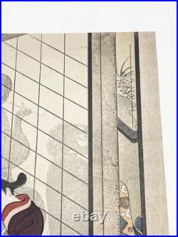 Moriyoshi Japanese Ukiyo-e Woodblock Print Kai Bijin-ga Beauty Edo Authentic