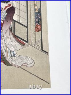 Moriyoshi Japanese Ukiyo-e Woodblock Print Kai Bijin-ga Beauty Edo Authentic