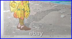 Multicolor Japanese Woodblock Print Girl Picking Up Shells