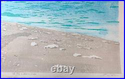 Multicolor Japanese Woodblock Print Girl Picking Up Shells