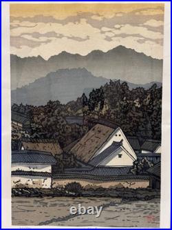 Nishijima Katsuyuki Original Signed Print, Houses In Hancho, Vintage Asian Art