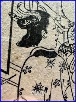 Nishikawa Sukenobu Antique Japanese Woodblock Print 100 Women Circa 1723