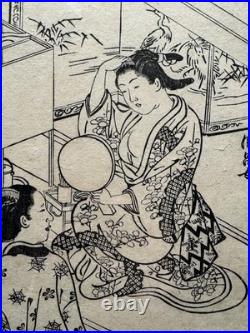 Nishikawa Sukenobu Antique Japanese Woodblock Print 100 Women Circa 1723