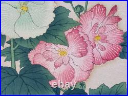 Nishimura Hodo Original Hollyhock Flowers Woodblock Print1937 Asian Japanese Art
