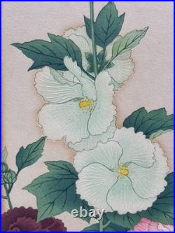 Nishimura Hodo Original Hollyhock Flowers Woodblock Print1937 Asian Japanese Art