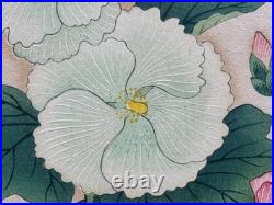 Nishimura Hodo Original Hollyhock Flowers Woodblock Print1937 Asian Japanese Art